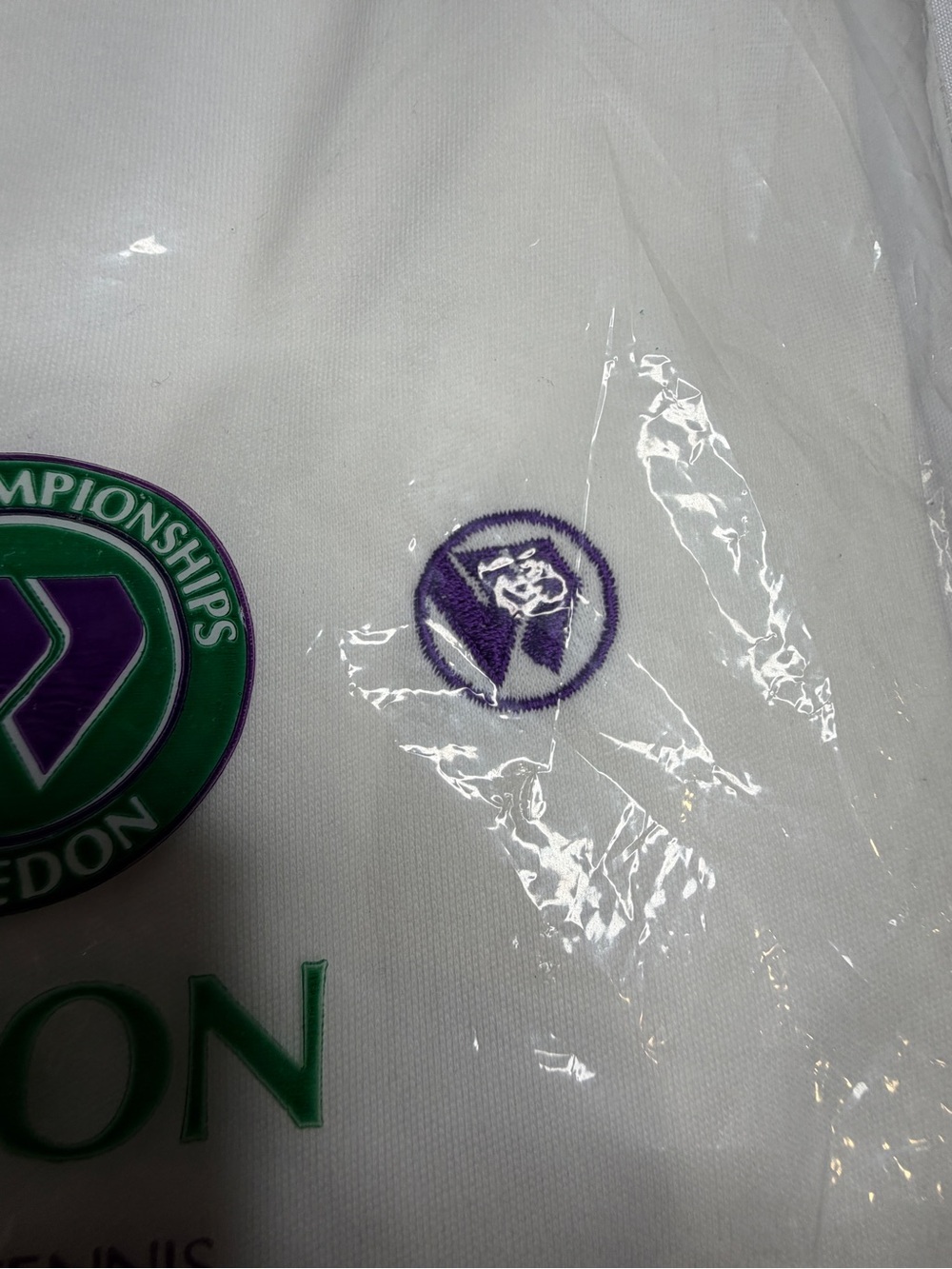 Wimbledon White Polo with Purple & Green Trim - Picture 2 of 4